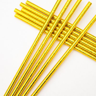 10x goldene Papp-Strohhalme