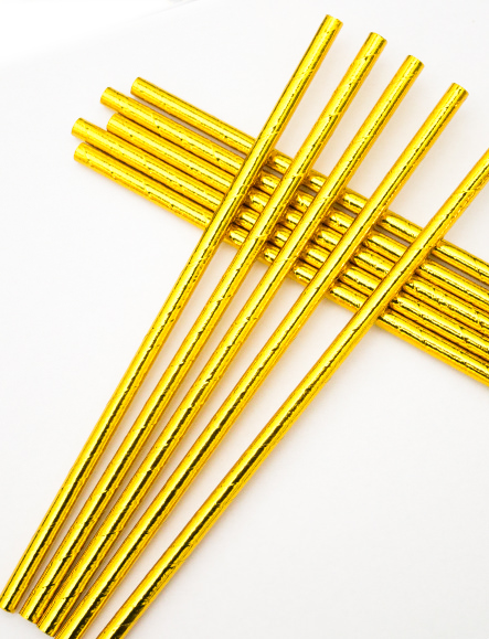 10x goldene Papp-Strohhalme