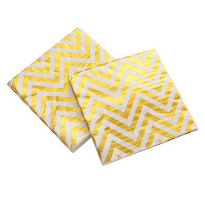 10x Gestreifte Gold-Servietten – 16 cm