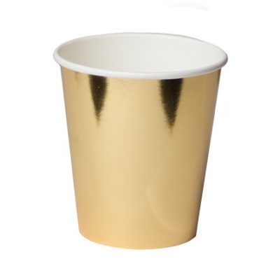 6x Papp-Becher Gold 180ml