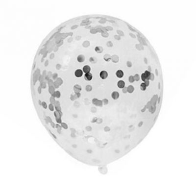 6x Transparente Silber-Konfetti-Luftballons 30 cm