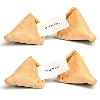 2x personalisierte Glückskekse mit deinem Wunsch, Botschaft, Spruch, Grüße für Hochzeit, Jubiläum, Silvester, Geburt, Baby-Party